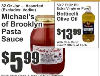 Key Food Michael's of Brooklyn Pasta Sauce offer