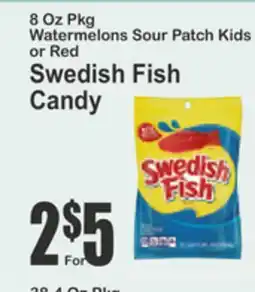 Key Food 8 Oz Pkg Watermelons Sour Patch Kids or Red Swedish Fish Candy offer