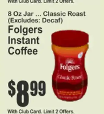 Key Food Folgers Instant Coffee offer