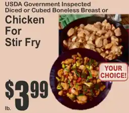 Key Food USDA Government Inspected Diced or Cubed Boneless Breast or Chicken For Stir Fry offer
