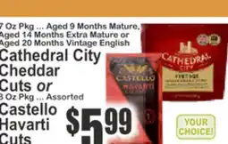 Key Food Cathedral City Cheddar Cuts or Castello Havarti Cuts offer