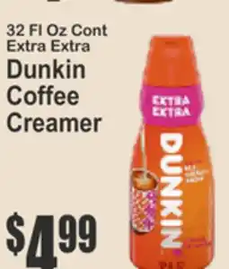 Key Food 32 Fl Oz Cont Extra Extra Dunkin Coffee Creamer offer