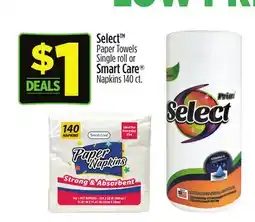 Dollar General Select Paper Towels or Smart Care Napkins offer