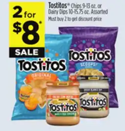 Dollar General Tostitos Chips 9-13 oz. or Dairy Dips 10-15.75 oz offer