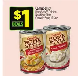 Dollar General Campbell's HomestyleTM Chicken Noodle or Clam Chowder Soup offer