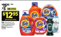 Dollar General Tide Power Pods 32 ct. or Liquid Laundry Detergent 65-80 Load/92-100 oz. or Downy Beads 24 oz offer
