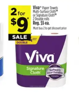 Dollar General Viva Paper Towels Multi-Surface Cloth or Signature Cloth 2 Double Roll offer