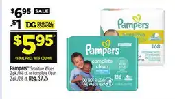 Dollar General Pampers Sensitive Wipes or Complete Clean offer