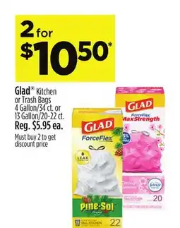Dollar General Glad Kitchen or Trash Bags offer