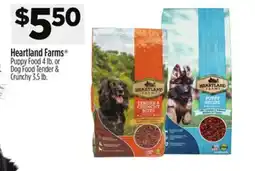 Dollar General Heartland Farms Puppy Food 4 lb. or Dog Food Tender & Crunchy 3.5 lb offer