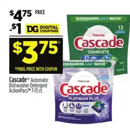 Dollar General Cascade Automatic Dishwasher Detergent Action Pacs offer