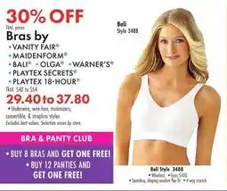 Boscov's Bras WARNER'S Bali Style BRA & CLUB Bali Style offer