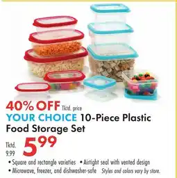 Boscov's YOUR CHOICE 10-Piece Plastic Food Storage Set offer