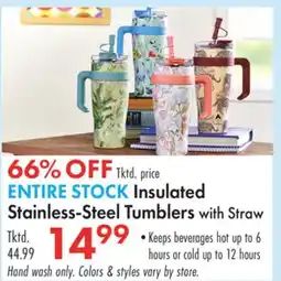 Boscov's Insulated Stainless-Steel Tumblers with Straw offer