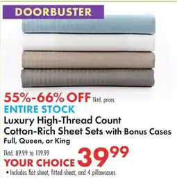 Boscov's Luxury High-Thread Count Cotton-Rich Sheet Sets with Bonus Cases offer