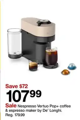 Target Nespresso Vertuo Pop + coffee & espresso maker by De' Longhi offer