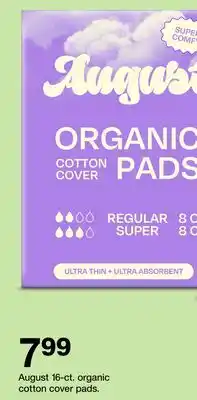 Target August 16-ct. organic cotton cover pads offer