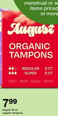 Target August 16-ct. organic tampons offer