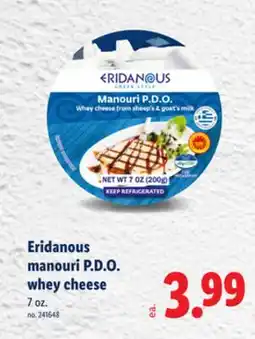 Lidl Eridanous manouri P.D.O. whey cheese offer