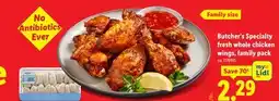 Lidl Butcher's Specialty fresh whole chicken wings, family pack offer