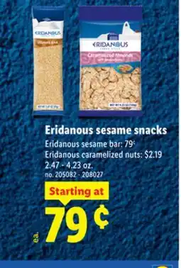Lidl Eridanous sesame snacks offer