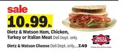 Meijer Dietz & Watson Ham, Chicken, Turkey or Italian Meat offer