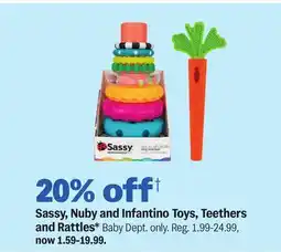 Meijer Sassy, Nuby and Infantino Toys, Teethers and Rattles offer