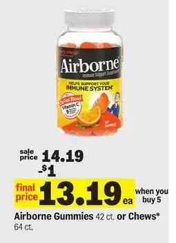 Meijer Airborne Gummies 42 ct. or Chews 64 ct offer