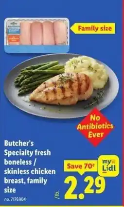 Lidl Butcher's Specialty fresh boneless/ skinless chicken breast, family size offer