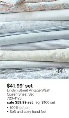 JC Penney Linden Street Vintage Wash Queen Sheet Set offer