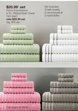 JC Penney Home Expressions 6-Pc. Ribbed Bath Towel offer