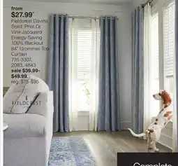 JC Penney Fieldcrest Davina Solid, Print Or Vine Jacquard Energy-Saving 100% Blackout 84 Grommet-Top Curtain offer