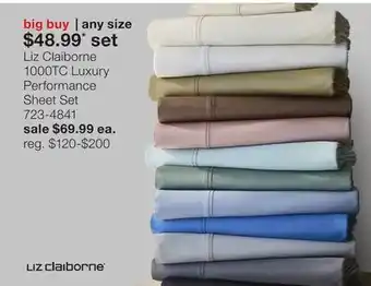 JC Penney Liz Claiborne 1000TC Luxury Performance Sheet Set offer