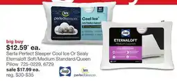 JC Penney Serta Perfect Sleeper Cool Ice Or Sealy Eternaloft Soft/Medium Standard/Queen Pillow offer