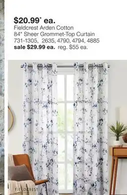 JC Penney Fieldcrest Arden Cotton 84 Sheer Grommet-Top Curtain offer