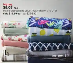 JC Penney Home Expressions Velvet Plush Throw offer