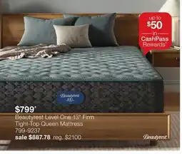 JC Penney Beautyrest Level One 13 Firm Tight-Top Queen Mattress offer