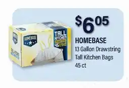 Commissary HOMEBASE 13 Gallon Drawstring Tall Kitchen Bags offer
