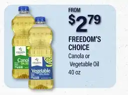 Commissary FREEDOM'S CHOICE Canola or Vegetable Oil offer