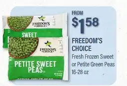 Commissary FREEDOM'S CHOICE Fresh Frozen Sweet or Petite Green Peas offer