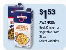 Commissary SWANSON Beef, Chicken or Vegetable Broth offer