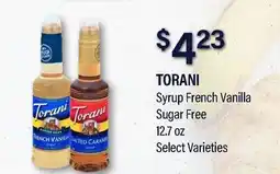 Commissary TORANI Syrup French Vanilla Sugar Free offer