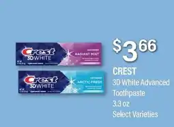 Commissary CREST 3D White Advanced Toothpaste offer