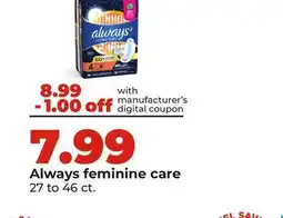 Hy-Vee Always feminine care offer