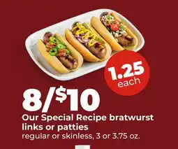 Hy-Vee Our Special Recipe bratwurst links or patties offer