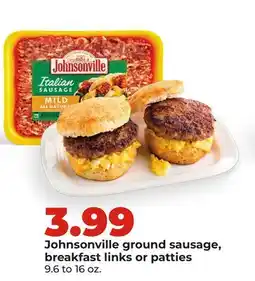 Hy-Vee Johnsonville ground sausage, breakfast links or patties offer