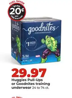 Hy-Vee Huggies Pull-Ups or Goodnites training underwear offer