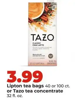 Hy-Vee Lipton tea bags | Tazo tea concentrate offer