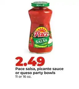 Hy-Vee Pace salsa, picante sauce or queso party bowls offer