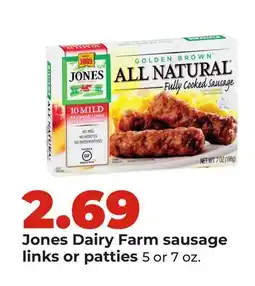 Hy-Vee Jones Dairy Farm sausage links or patties offer